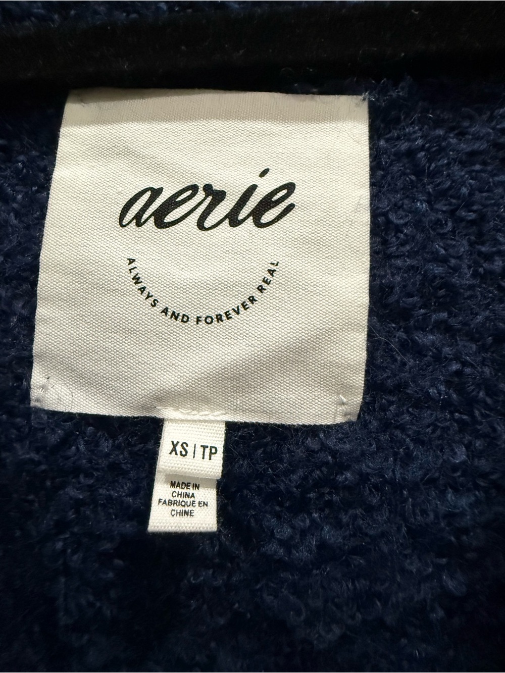 Aerie Blue Fuzzy Bouclé V-Neck Sweater Size XS - Picture 6 of 6